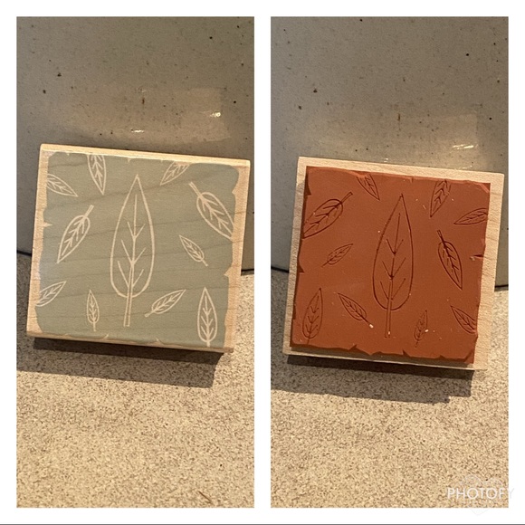 Set of 4 Wood Block Rubber Stamps Leaves Hero Arts - Picture 6 of 8